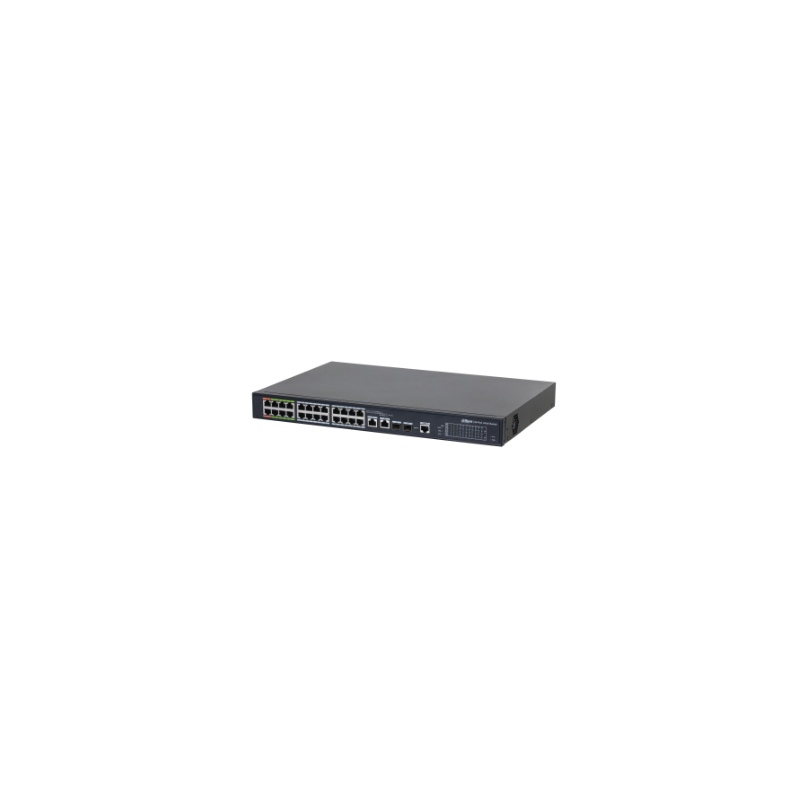Dahua PoE-Switch, 26 Ports, 24 Ports PoE, 2 Ports SFP, 800m, Desktop