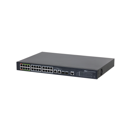 Dahua PoE-Switch, 26 Ports, 24 Ports PoE, 2 Ports SFP, 800 m, managed, Desktop, Rack