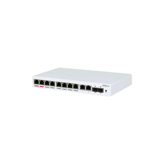 Dahua PoE-Switch, 12 Ports, 8 Ports PoE, 250 m, managed, Desktop, Wand