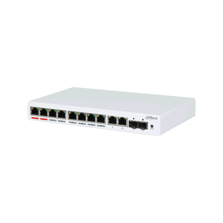 Dahua PoE-Switch, 12 Ports, 8 Ports PoE, 250 m, managed, Desktop, Wand