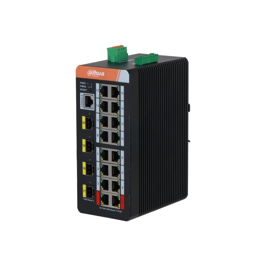 Dahua PoE-Switch, 20 Ports, 16 Ports PoE, 4 Ports SFP, 250 m
