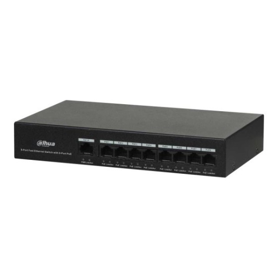 Dahua PoE-Switch, 9 Ports, 8 Ports PoE, unmanaged