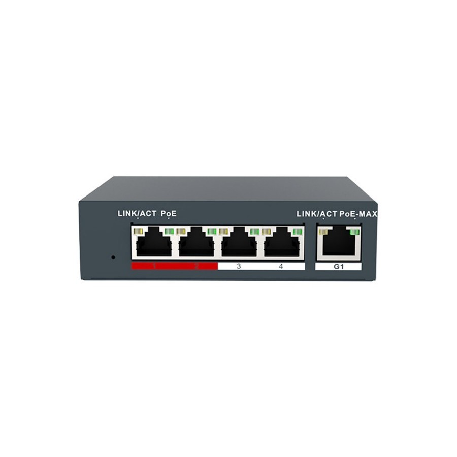 Grundig SMART PoE-Switch, 5 Ports, 4 Ports PoE, 250 m, NDAA