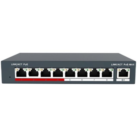 Grundig SMART PoE-Switch, 9 Ports, 8 Ports PoE, 250 m, NDAA