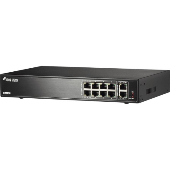IDIS PoE-Switch, 10 Ports, 8 Ports PoE, NDAA, Desktop
