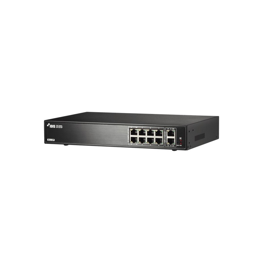 IDIS PoE-Switch, 10 Ports, 8 Ports PoE, NDAA, Desktop