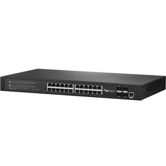 IDIS PoE-Switch, 28 Ports, 24 Ports PoE, 4 Ports SFP, NDAA, Desktop