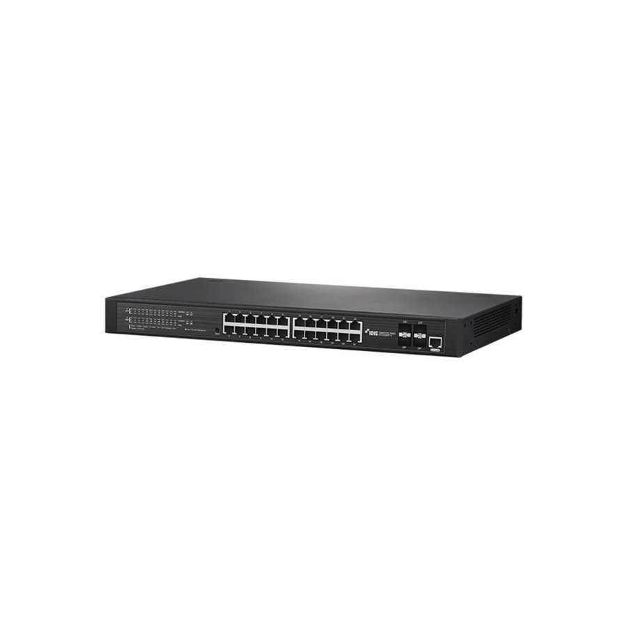 IDIS PoE-Switch, 28 Ports, 24 Ports PoE, 4 Ports SFP, NDAA, Desktop