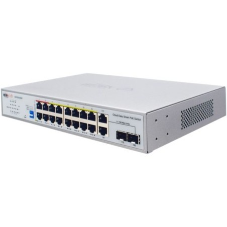 Wi-Tek PoE-Switch, 18 Ports, 16 Ports PoE, 2 Ports SFP, 250 m, cloud managed, Desktop, Rack