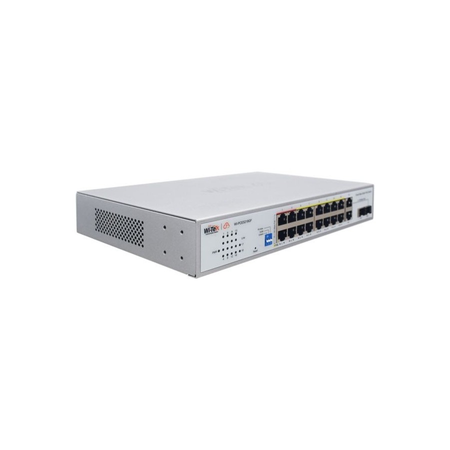 Wi-Tek PoE-Switch, 18 Ports, 16 Ports PoE, 2 Ports SFP, 250 m, Desktop