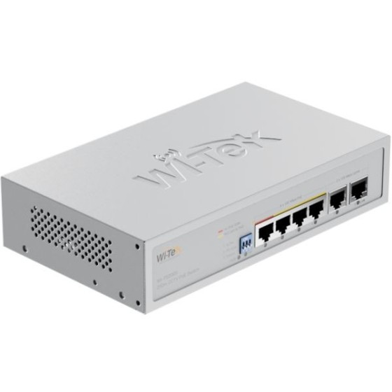 Wi-Tek PoE-Switch, 6 Ports, 4 Ports PoE, 250 m, Desktop, Wand
