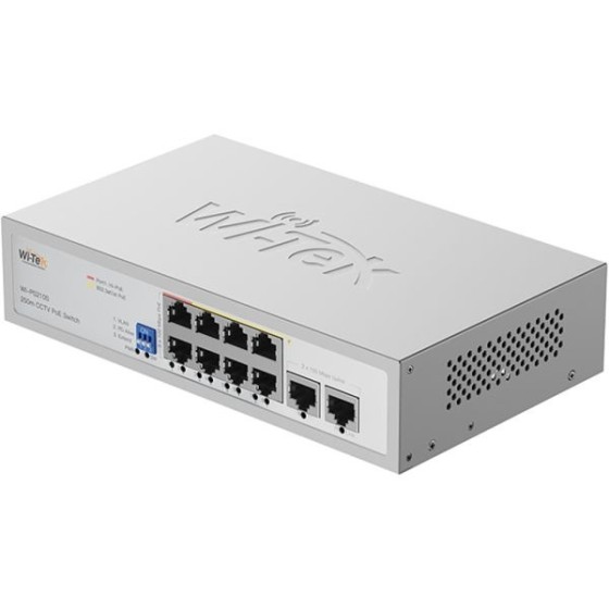 Wi-Tek PoE-Switch, 10 Ports, 8 Ports PoE, 250 m, Desktop, Wand