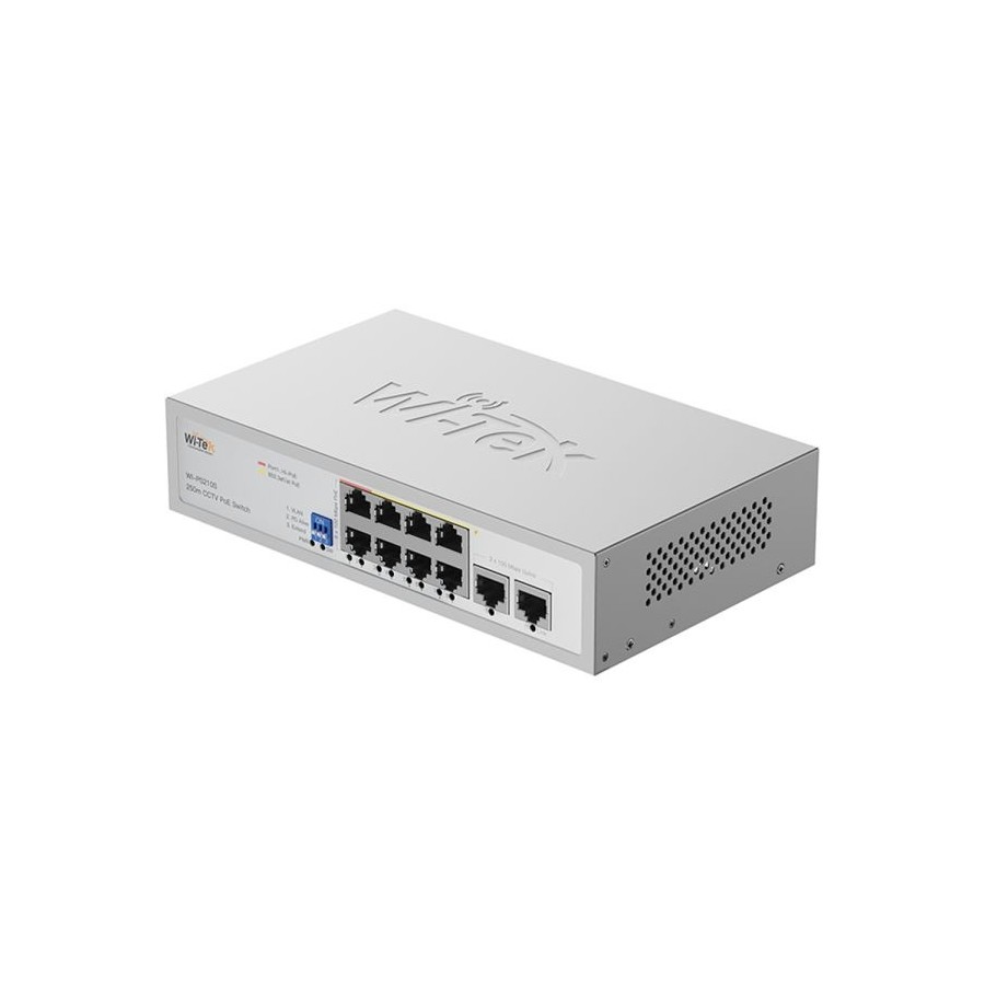 Wi-Tek PoE-Switch, 10 Ports, 8 Ports PoE, 250 m, Desktop, Wand