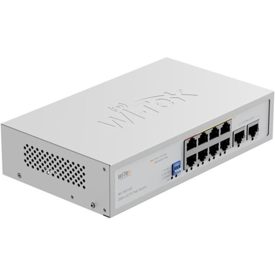 Wi-Tek PoE-Switch, 10 Ports, 8 Ports PoE, 250 m, Desktop, Wand