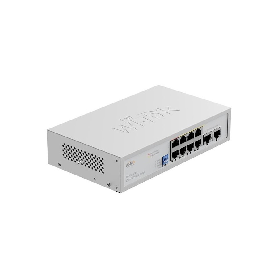 Wi-Tek PoE-Switch, 10 Ports, 8 Ports PoE, 250 m, Desktop, Wand