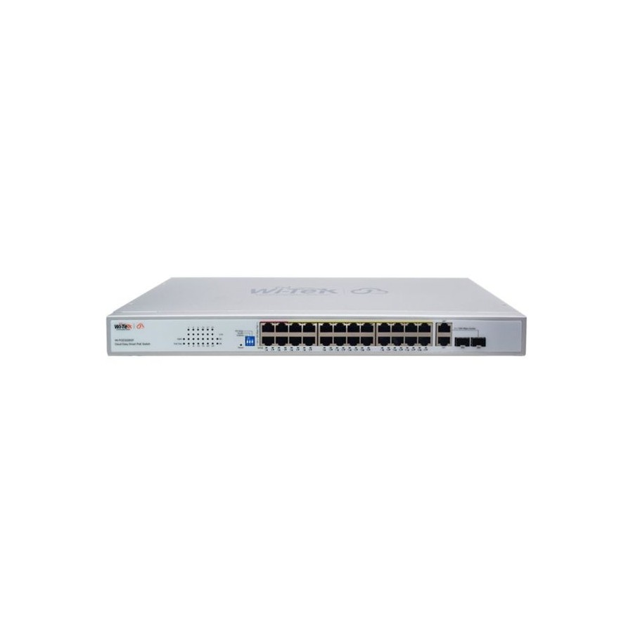 Wi-Tek PoE-Switch, 26 Ports, 24 Ports PoE, 2 Ports SFP, 250m, Desktop