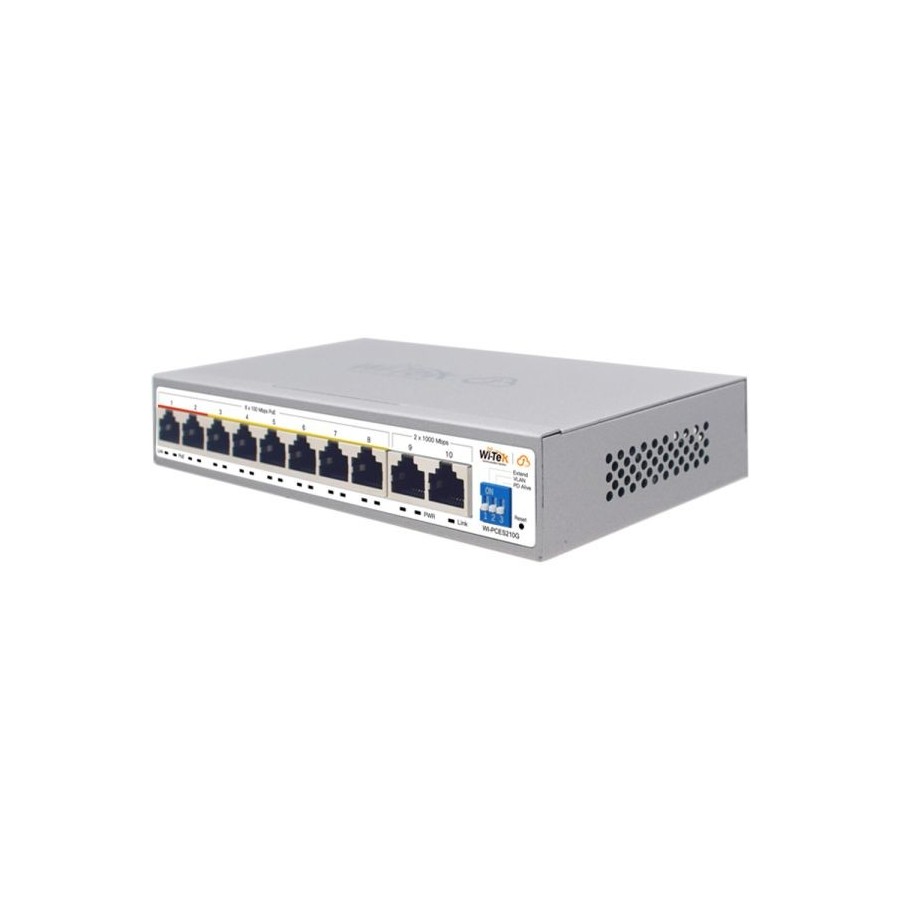 Wi-Tek PoE-Switch, 10 Ports, 8 Ports PoE, 250 m, cloud managed