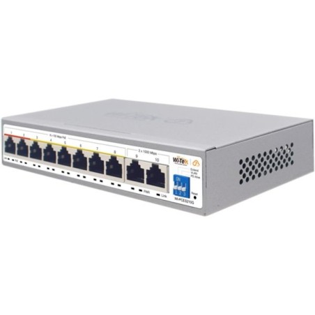 Wi-Tek PoE-Switch, 10 Ports, 8 Ports PoE, 250 m, cloud managed, Desktop, Wand