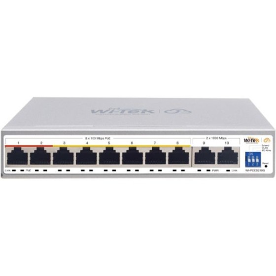 Wi-Tek PoE-Switch, 10 Ports, 8 Ports PoE, 250 m, cloud managed