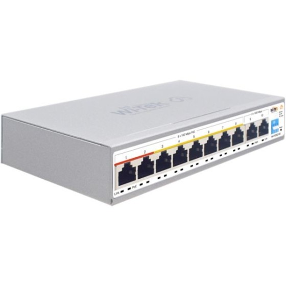 Wi-Tek PoE-Switch, 10 Ports, 8 Ports PoE, 250 m, cloud managed