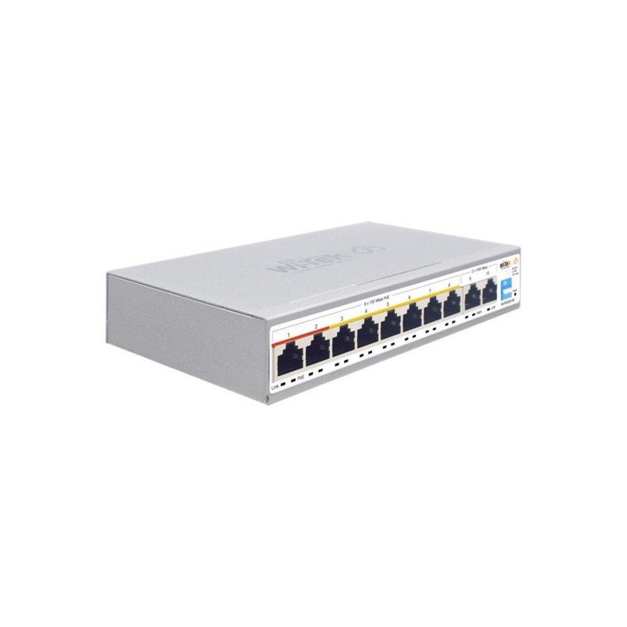 Wi-Tek PoE-Switch, 10 Ports, 8 Ports PoE, 250 m, cloud managed
