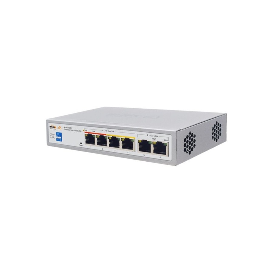 Wi-Tek PoE-Switch, 6 Ports, 4 Ports PoE, 250 m, cloud managed, Desktop