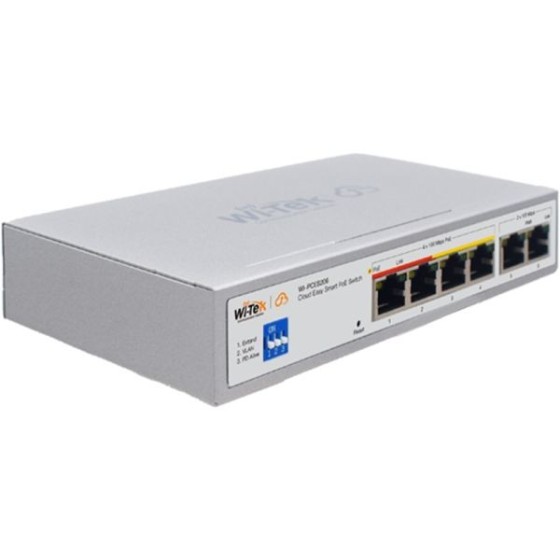 Wi-Tek PoE-Switch, 6 Ports, 4 Ports PoE, 250 m, cloud managed, Desktop