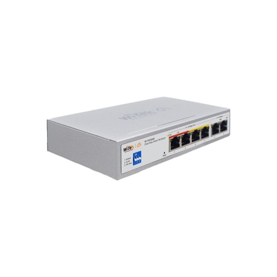 Wi-Tek PoE-Switch, 6 Ports, 4 Ports PoE, 250 m, cloud managed, Desktop