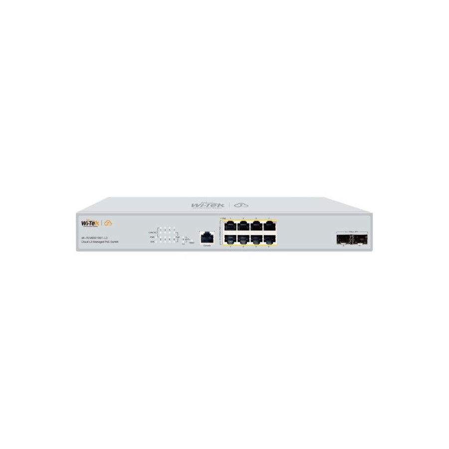 Wi-Tek PoE-Switch, 10 Ports, 8 Ports PoE, 2 Ports SFP, cloud managed