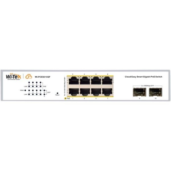 Wi-Tek PoE-Switch, 10 Ports, 8 Ports PoE, 2 Ports SFP, cloud manged
