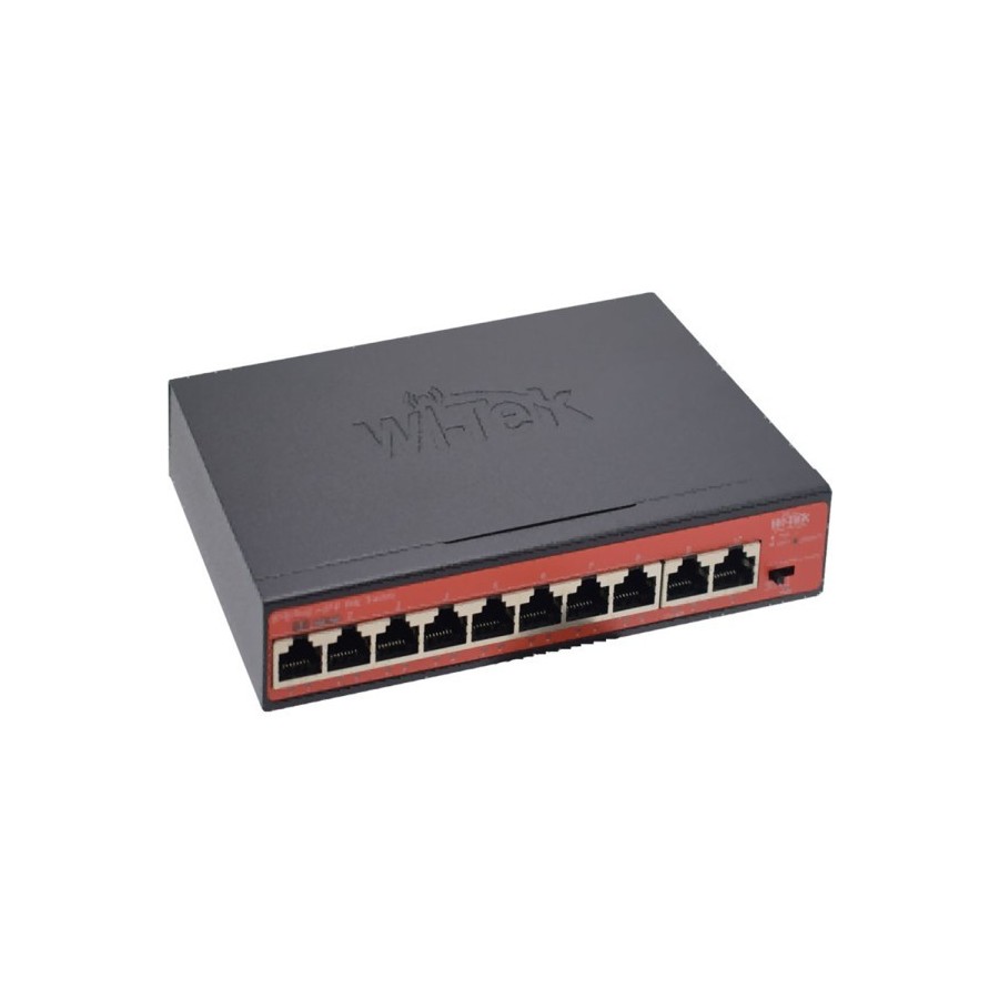 Wi-Tek PoE-Switch, 10 Ports, 8 Ports PoE, 250 m, Desktop, Wand