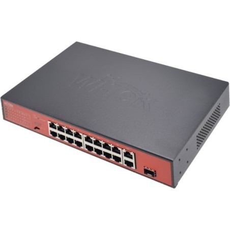 Wi-Tek PoE-Switch, 18 Ports, 16 Ports PoE, 1 Port SFP, 250 m, Desktop, Rack
