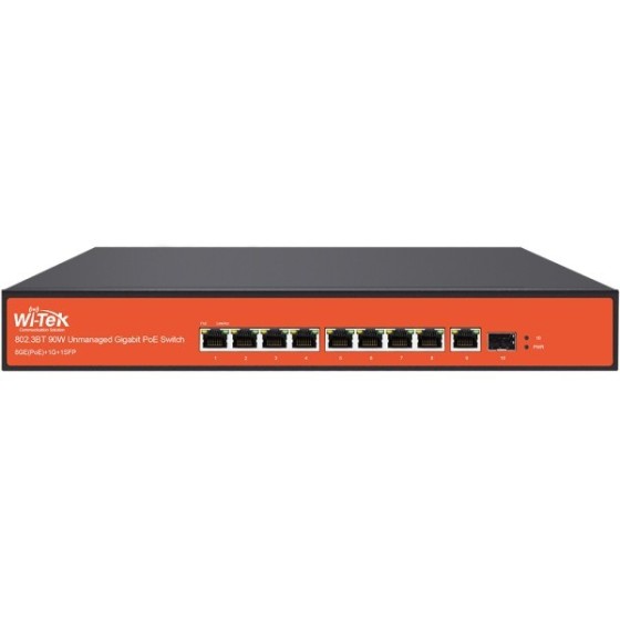 Wi-Tek PoE-Switch, 10 Ports, 8 Ports PoE, 1 Port SFP