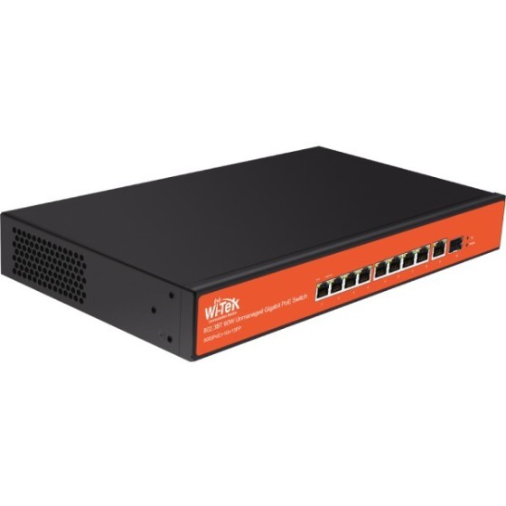 Wi-Tek PoE-Switch, 10 Ports, 8 Ports PoE, 1 Port SFP