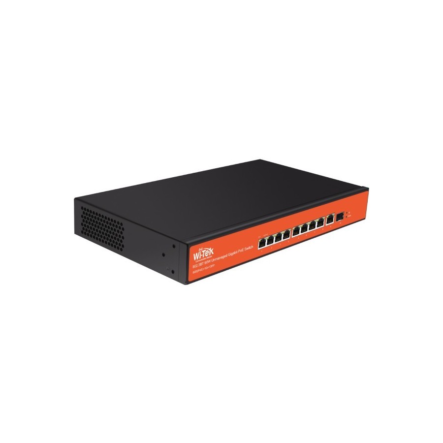 Wi-Tek PoE-Switch, 10 Ports, 8 Ports PoE, 1 Port SFP