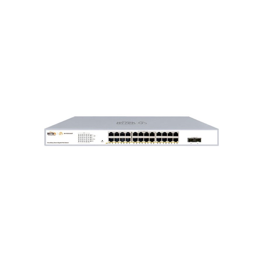 Wi-Tek PoE-Switch, 26 Ports, 24 Ports PoE, 2 Ports SFP, cloud managed