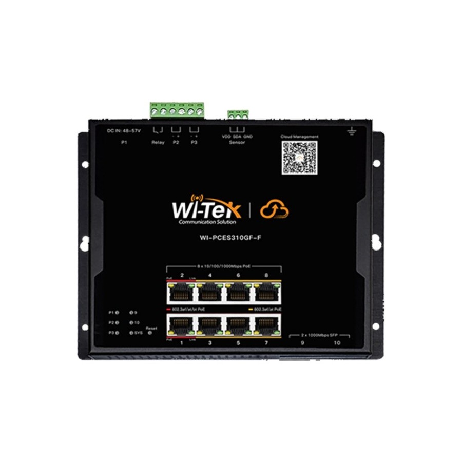 Wi-Tek PoE-Switch, 10 Ports, 8 Ports PoE, 2 Ports SFP, cloud managed