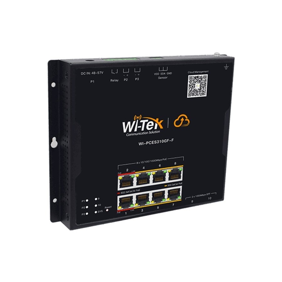 Wi-Tek PoE-Switch, 10 Ports, 8 Ports PoE, 2 Ports SFP, cloud managed