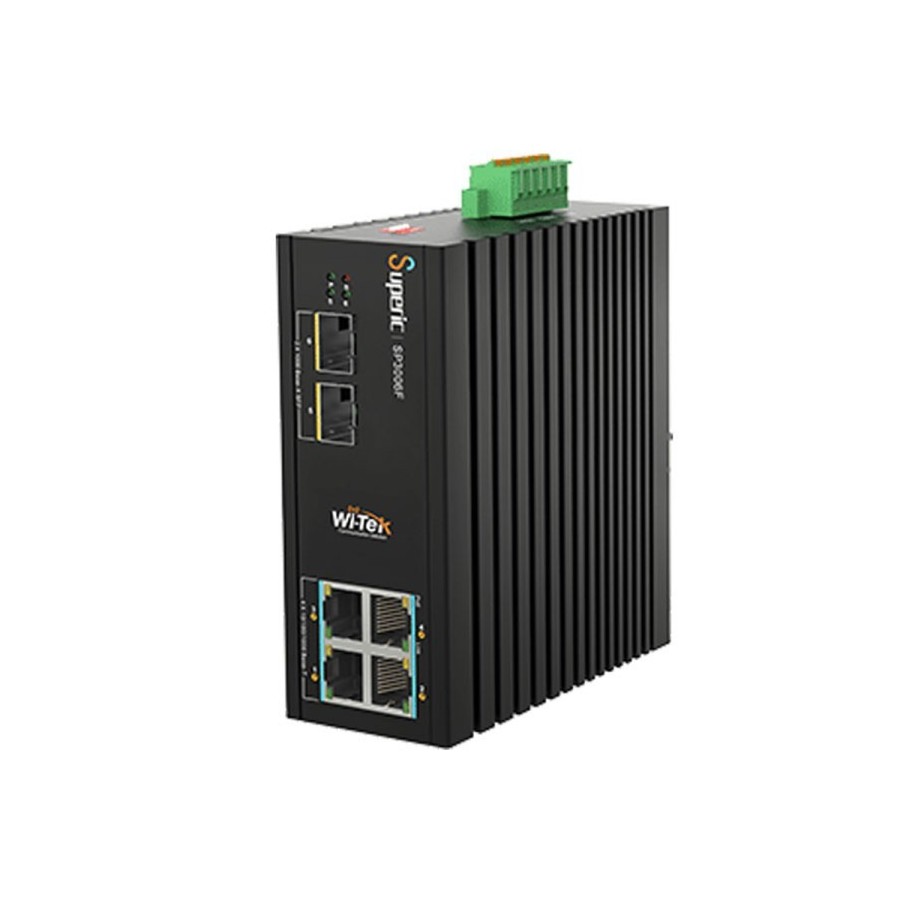 Wi-Tek PoE-Switch, 6 Ports, 4 Ports PoE, 2 Ports SFP, 250 m, Desktop