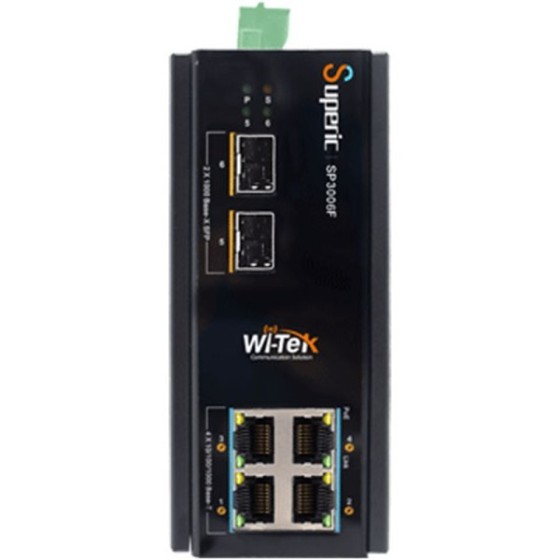 Wi-Tek PoE-Switch, 6 Ports, 4 Ports PoE, 2 Ports SFP, 250 m, Desktop