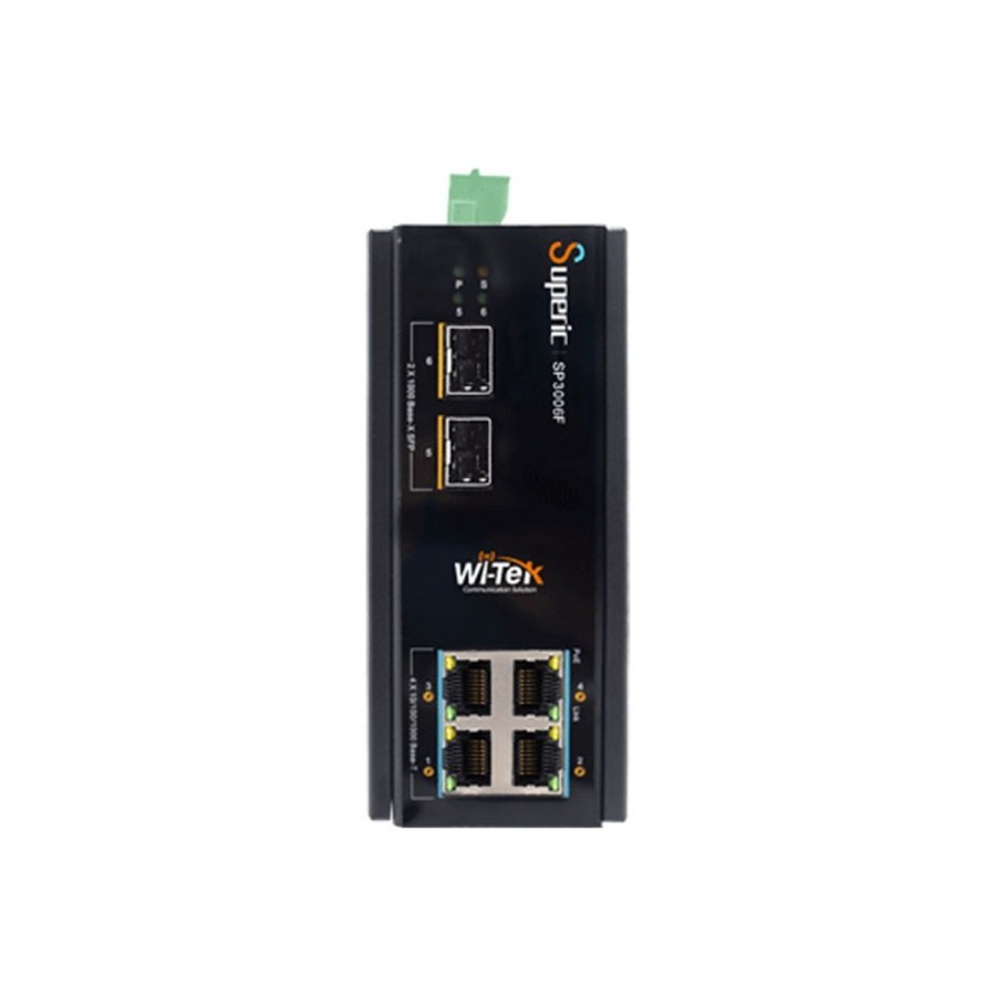 Wi-Tek PoE-Switch, 6 Ports, 4 Ports PoE, 2 Ports SFP, 250 m, Desktop