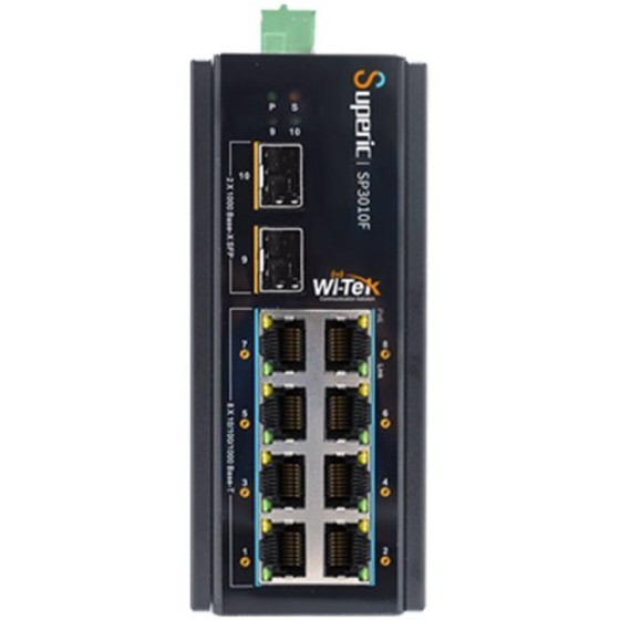 Wi-Tek PoE-Switch, 10 Ports, 8 Ports PoE, 2 Ports SFP, 250 m, Desktop