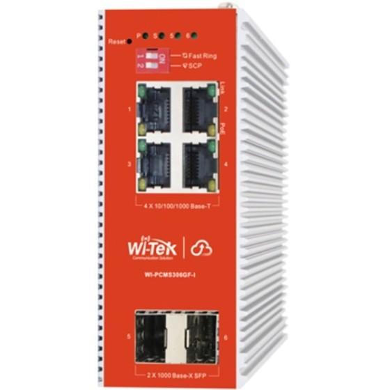 Wi-Tek PoE-Switch, 6 Ports, 4 Ports PoE, 2 Ports SFP, Desktop