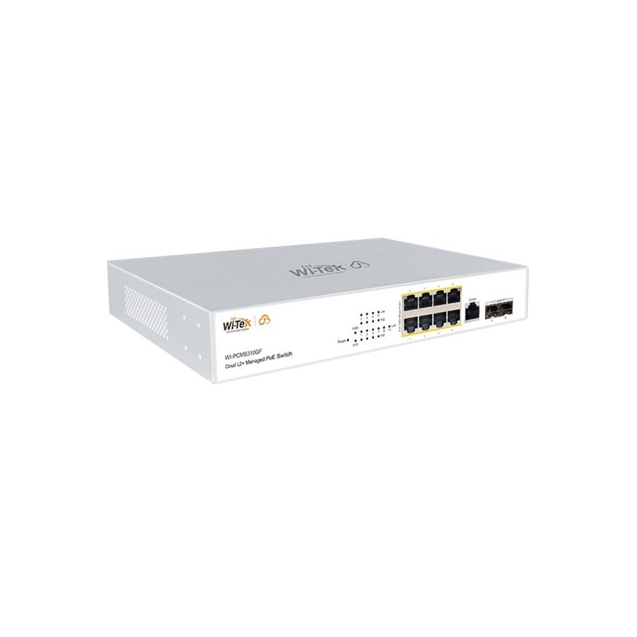 Wi-Tek PoE-Switch, 10 Ports, 8 Ports PoE, 2 Ports SFP, Desktop, Rack