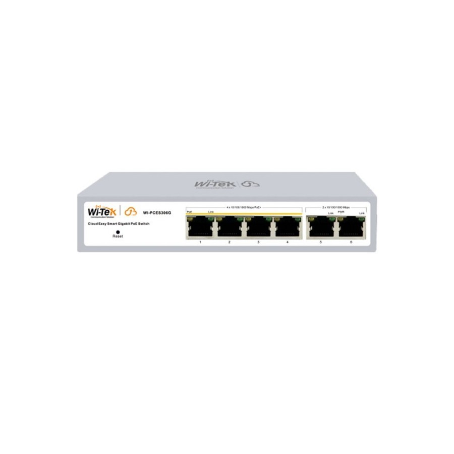 Wi-Tek PoE-Switch, 6 Ports, 4 Ports PoE, cloud managed, Desktop