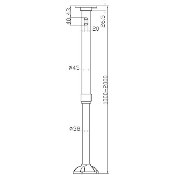 Stangenhalterung Ø 38-45 mm, Länge 1000-2000 mm, weiß