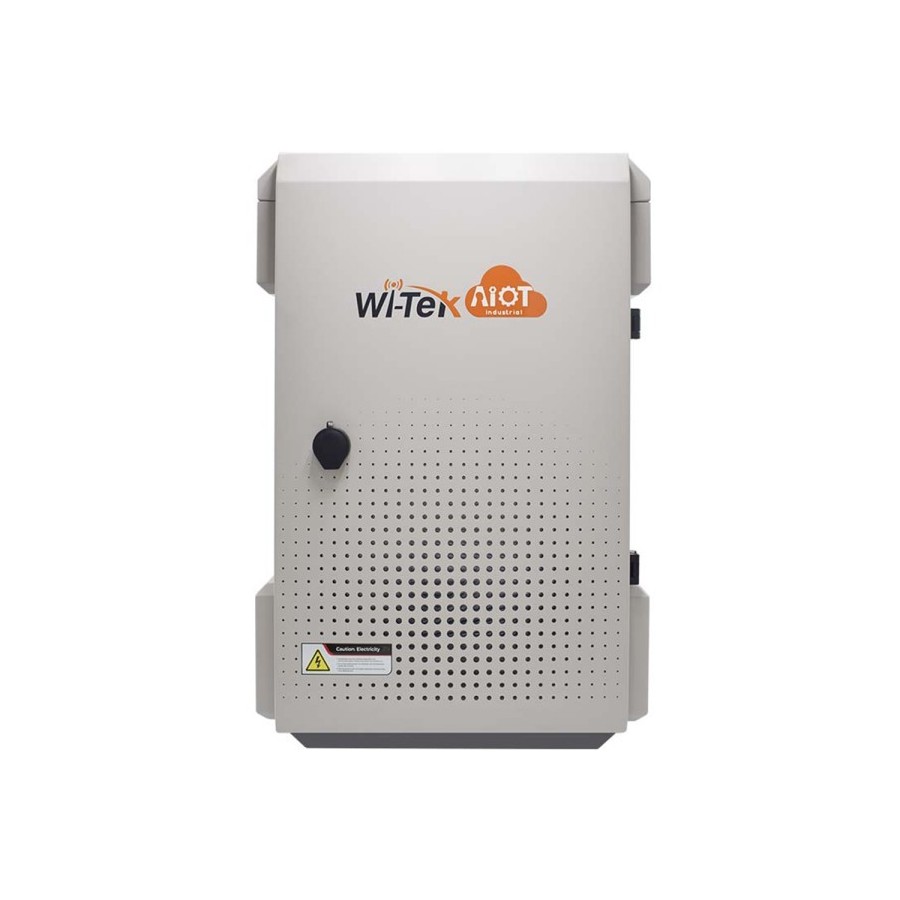 Wi-Tek IoT-Gehäuse, mit Lüfter, IP65, IK10, Metall, grau, Boden, Mast