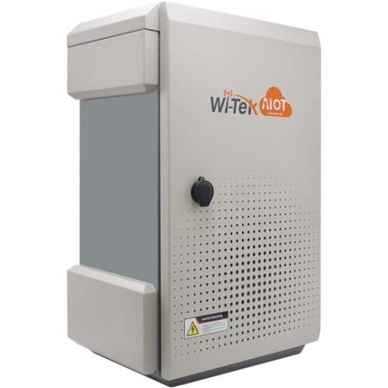 Wi-Tek IoT-Gehäuse, mit Lüfter, IP65, IK10, Metall, grau, Boden, Mast