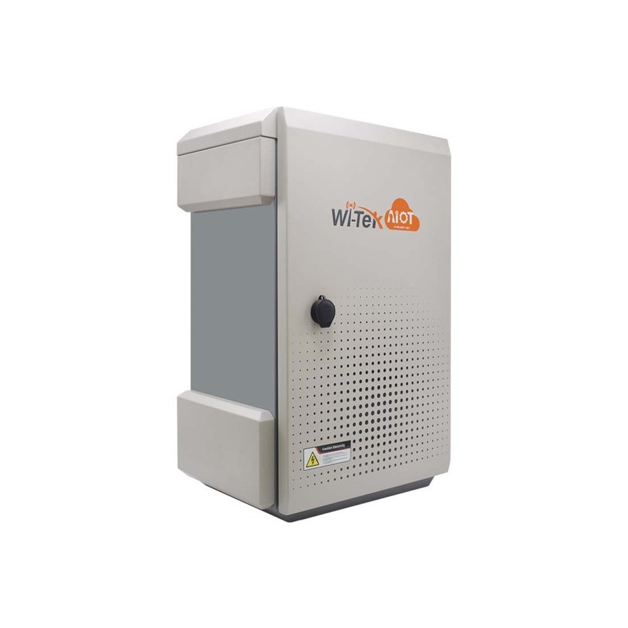 Wi-Tek IoT-Gehäuse, mit Lüfter, IP65, IK10, Metall, grau, Boden, Mast