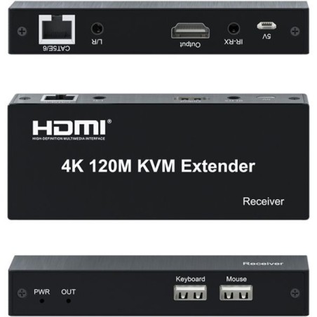 HDMI-Extender, 4K, 120m, 30 Hz, schwarz